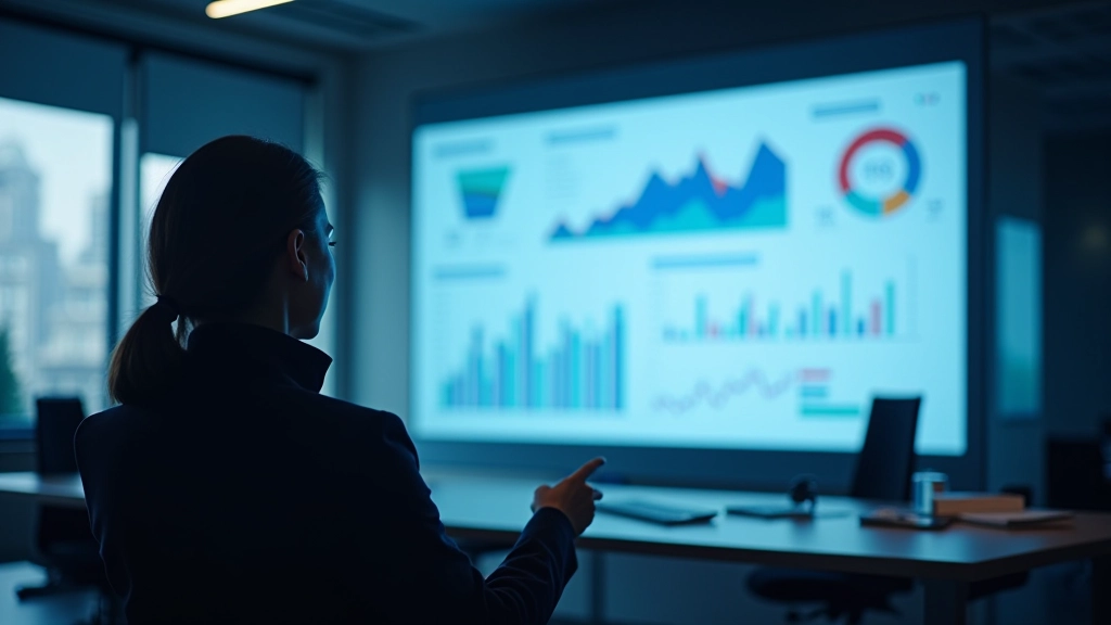 Datenvisualisierung mit Charts und Grafiken auf digitalem Display, Geschäftsmetriken und Performance-Indikatoren