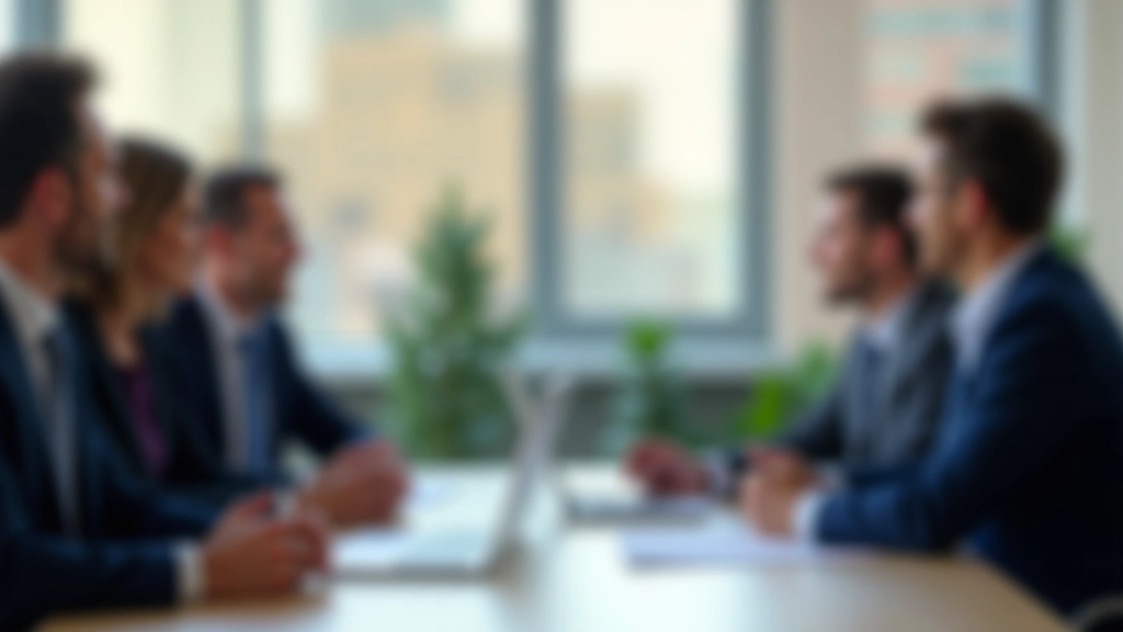 Geschäftsteam im Konferenzzimmer bei Besprechung, moderne Ausstattung, Laptop und Unterlagen auf Tisch, Zusammenarbeit und Planung