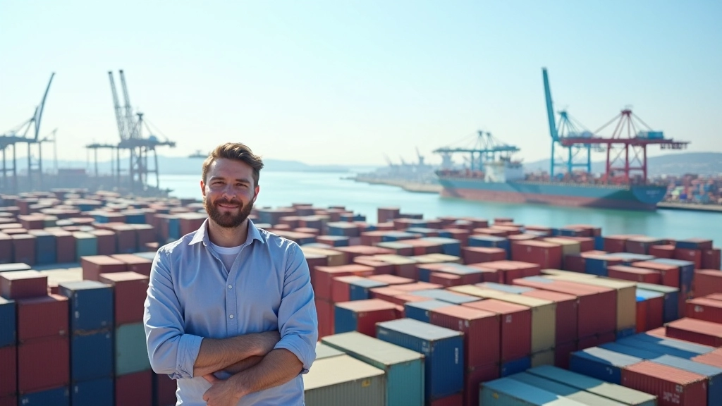 Containerhafen mit modernen Kränen, Schiffe, logistische Infrastruktur und Hafenanlage